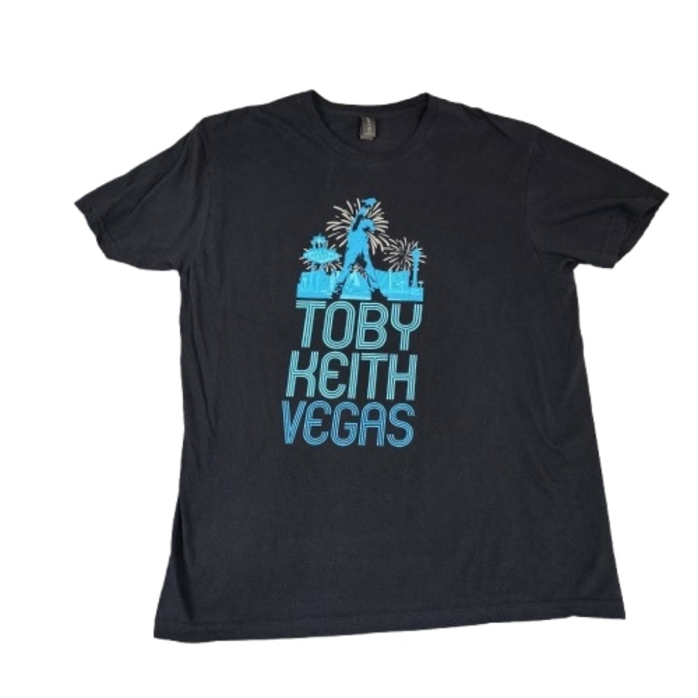 Toby Keith Vegas 2023 Black T-Shirt Teal Graphics Unisex Large